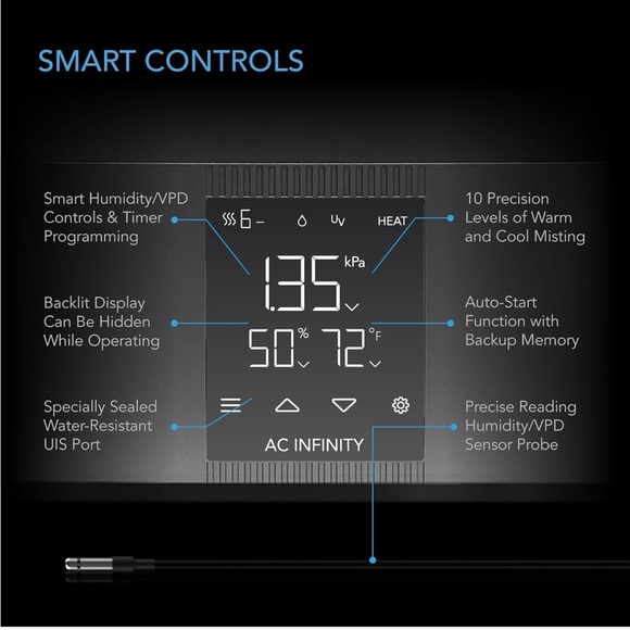 AC Infinity Black Humidifier with Display - Picture 5 of 8